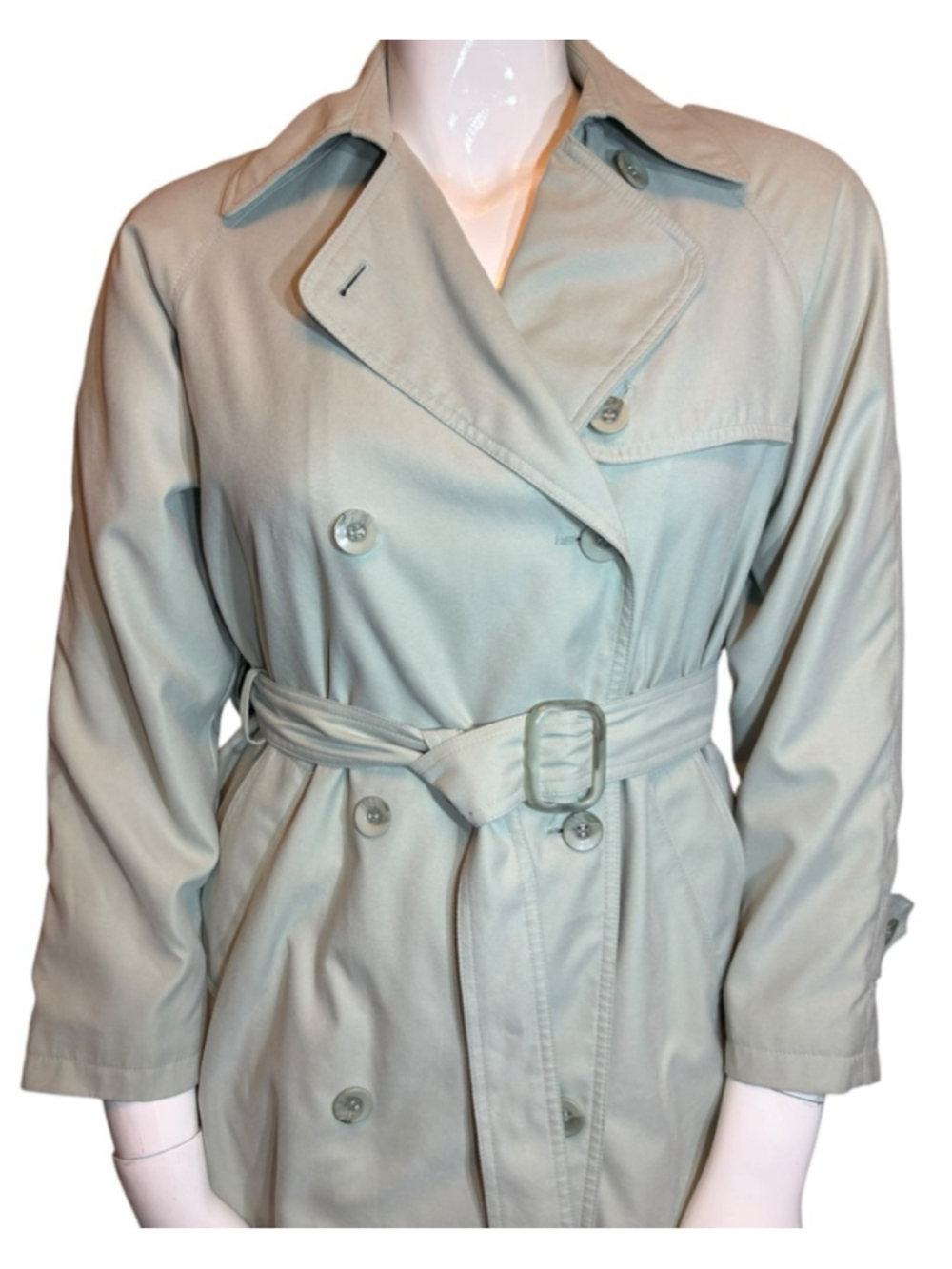 Women's LONDON FOG Trench Coat 8P Sage Green - Picture 3 of 16